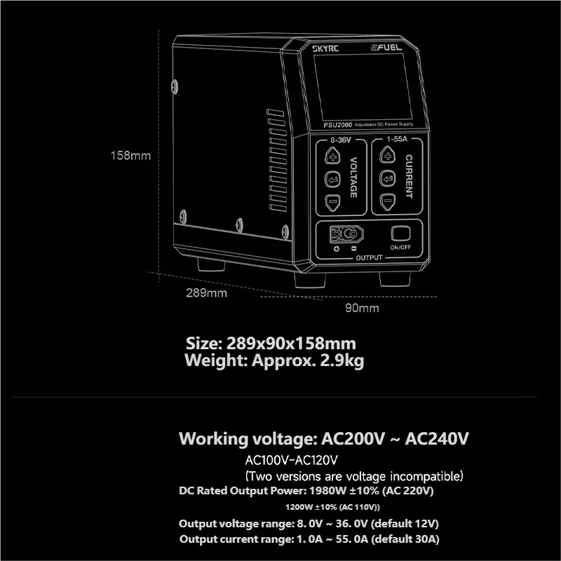 SKYRC PSU2000 1980W 조정 가능한 DC  - Drone Rc 리뷰 및 가격